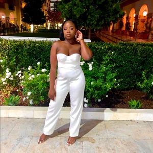 'House of CB KAELA' IVORY SATIN CORSET JUMPSUIT